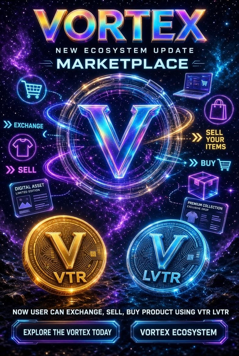 Vortex new ecosystem update: Marketplace. Now users can exchange, sell and buy products using VTR and LVTR.